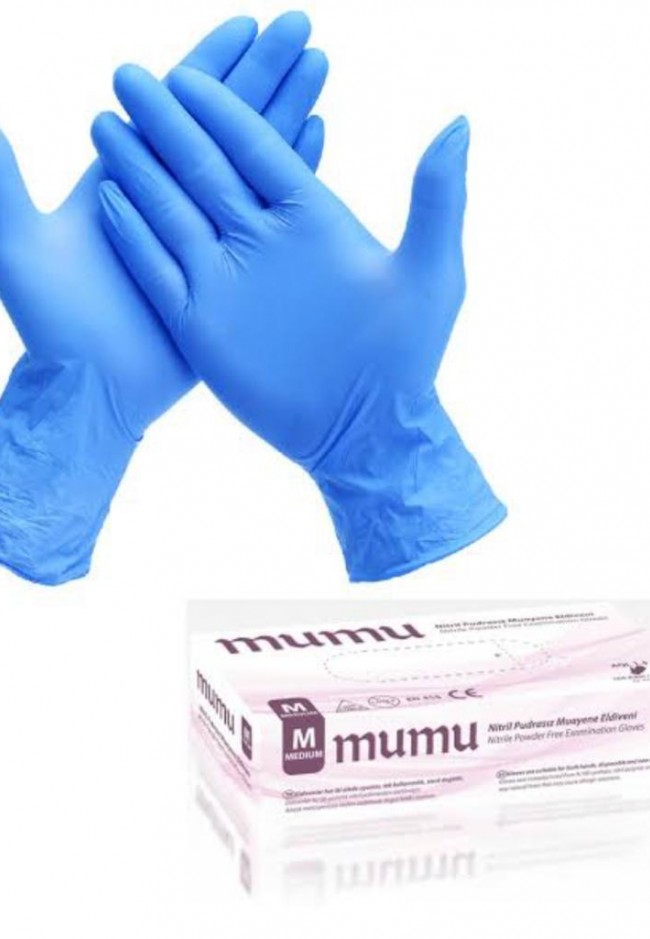 Nitril Pudrasız Mavi Muayene Eldiven